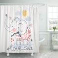 thumbnail image 1 of Libin Sailor Elephant Kid Baby Boy Cute Sea Shower Curtain 60x72 inch, 1 of 3