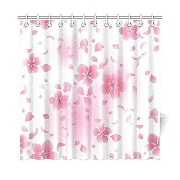 Libin Sakura Flowers Shower Curtain Waterproof Fabric Bath Curtain 66x72 inches