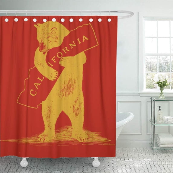 Libin San I Love You California Red and Francisco Bear Shower Curtain 60x72 inch