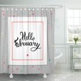 thumbnail image 1 of Libin Saying Blue Hello February Lettering Inscription for Cup White Shower Curtain 66x72 inch, 1 of 3