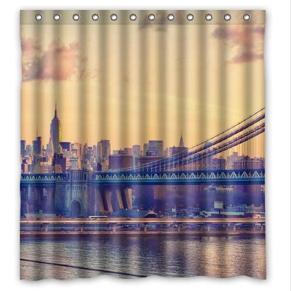 Libin Scenery Bay Bridge Shower Curtain Polyester Fabric Bathroom Decorative Curtain Size 66x72 Inches
