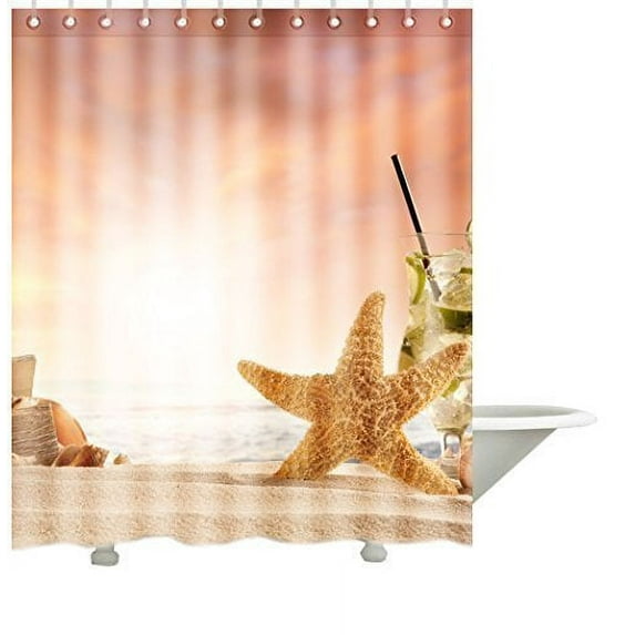 Libin Sea Paradise Beach Seascape Refreshing Summer Palm Tree Coconut Palm Tree Shower Curtain Polyester Fabric Bathroom Decorative Curtain Size 60x72 Inches