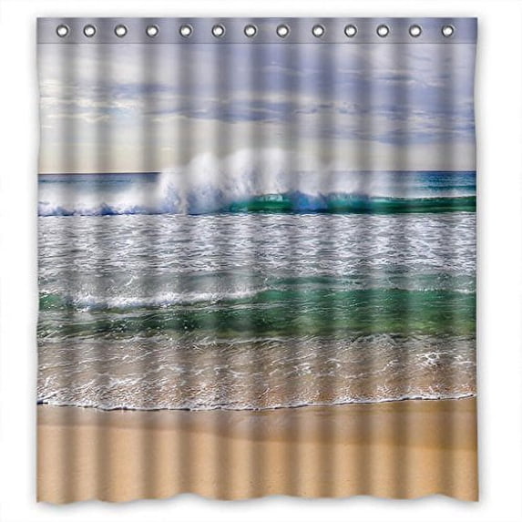 Libin Sea Scene Pattern Shower Curtain Polyester Fabric Bathroom Decorative Curtain Size 66x72 Inches
