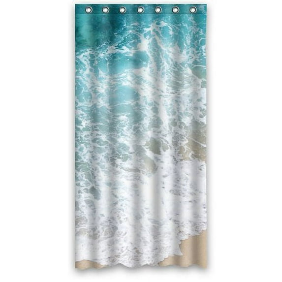 Libin Sea Water Beach Shore Wave Picture Shower Curtain Polyester Fabric Bathroom Decorative Curtain Size 36x72 Inches