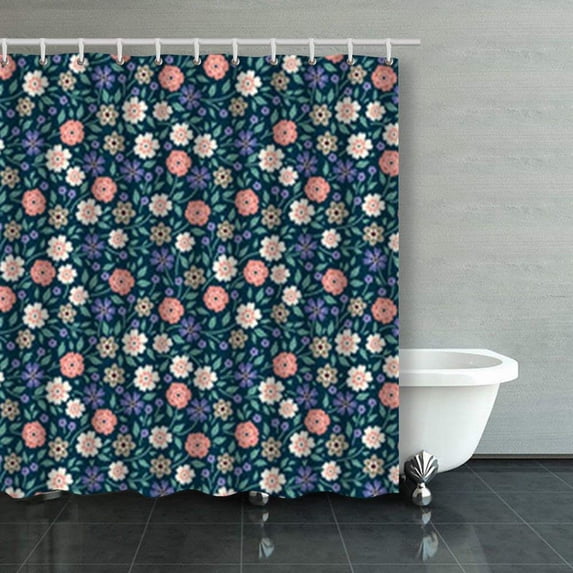 Libin Seamless Pattern Cute Small Flower Shower Curtains Bathroom Curtain 66x72 Inch