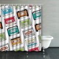 thumbnail image 1 of Libin Seamless Pattern Plastic Cassette Audio Tape Shower Curtains Bathroom Curtain 66x72 Inch, 1 of 3