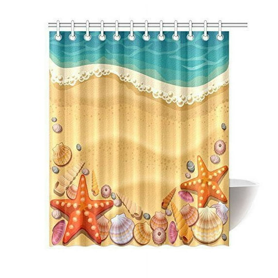 Libin Seashell Beach Shower Curtain Polyester Fabric Bathroom Decorative Curtain Size 60x72 Inches
