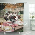 thumbnail image 1 of Libin Served Table Utensils Plates Two Glasses Forks Bouquet Shower Curtain 60x72 inch, 1 of 3