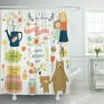 thumbnail image 1 of Libin Set of Cute Illustrations for Mother S Day in Cartoon Shower Curtain 60x72 inch, 1 of 3