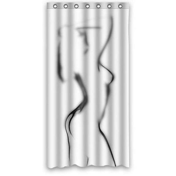 Libin Sexy Woman Nude Naked Silhouette Shadow Shower Curtain Polyester Fabric Bathroom Decorative Curtain Size 36x72 Inches