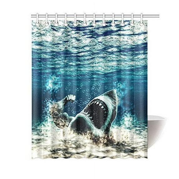 Libin Shark Bathroom Waterproof Fabric Shower Curtain 60x72 inches