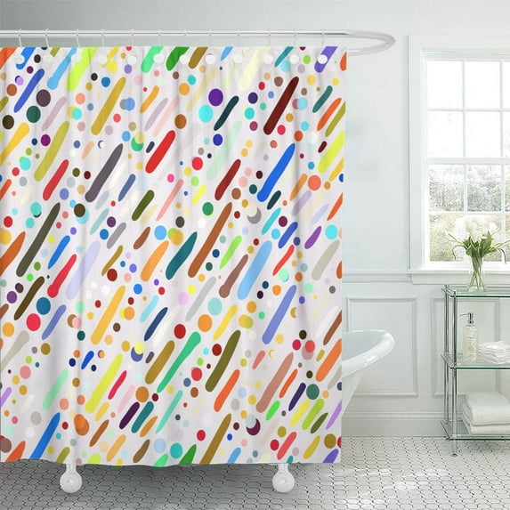 Libin Short Colourful Diagonal Strokes in Multiple Bright Colors Fun Shower Curtain 60x72 inch