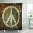 thumbnail image 1 of Libin Silver Flower Peace Symbol on Wall Sign Graffiti Circle Floral Shower Curtain 66x72 inch, 1 of 3