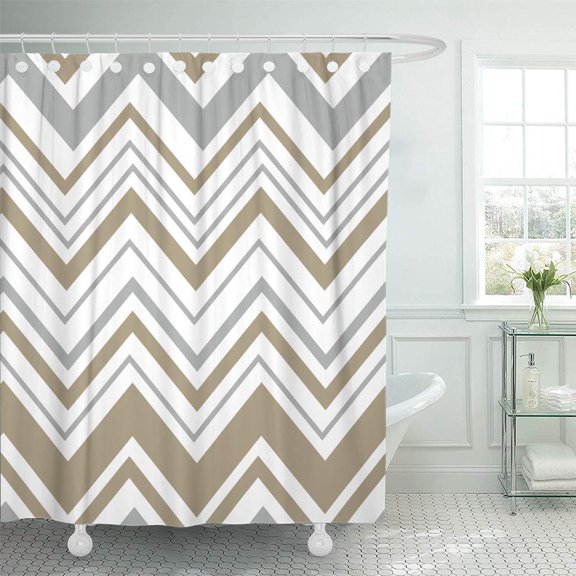 Libin Silver Pattern Chevron Abstract Celebration Cheerful Color Elegant Gold Shower Curtain 60x72 inch