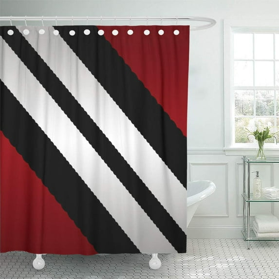 Libin Silver Pattern Masculine Red Black Gray Stripes Dark Modern Shower Curtain 66x72 inch