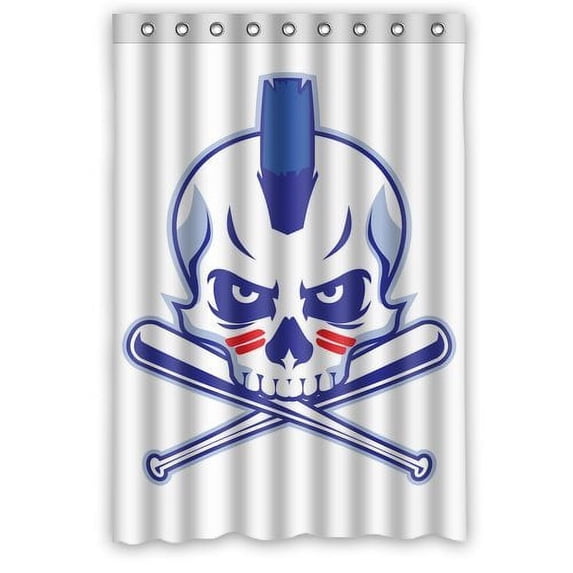 Libin Skull And Crossed Baseball Bat Shower Curtain 48x72 inches