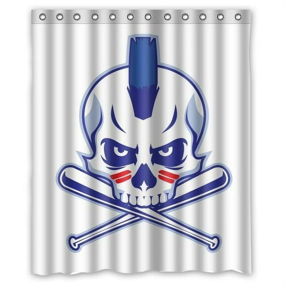 Libin Skull And Crossed Baseball Bat Shower Curtain 60x72 inches