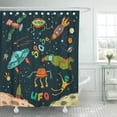 thumbnail image 1 of Libin Spaceship Cartoon Outer Space Moon Astronaut Rocket Characters Childhood Shower Curtain 66x72 inch, 1 of 3
