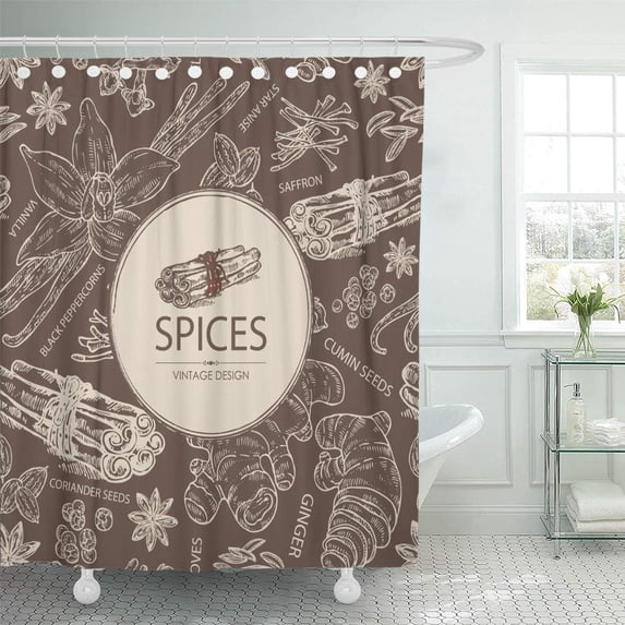 Libin Spice Ginger Cinnamon Cumin Seeds Cloves Vanilla Star Anise Shower Curtain 60x72 inch