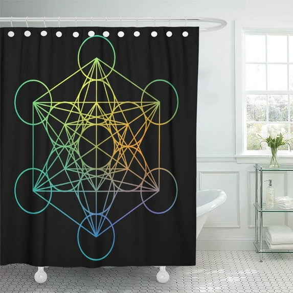 Libin Spiritual Metatron Cube Geometry Math Teacher Spirituality Geometric Trigonometry Shower Curtain 60x72 inch
