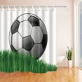thumbnail image 1 of Libin Sports Cartoon Soccer Ball on Grassland Polyester Fabric Bath Curtain, Bathroom Shower Curtain 66x72 inches, 1 of 3