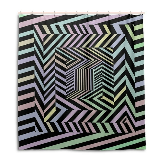 Libin Squares Spinning Psychedelic Shower Curtain Waterproof Bathroom Shower Curtain 60x72 inches