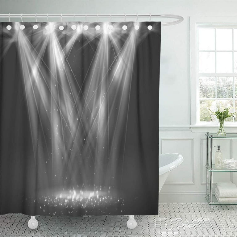 Libin Stage Black Light Spotlight Vintage White Spot Movie Retro Shower Curtain 66x72 inch