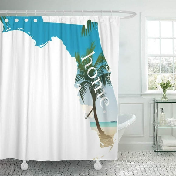 Libin State Florida Home Beach Ocean Palm Tree Coast Plam Shower Curtain 60x72 inch