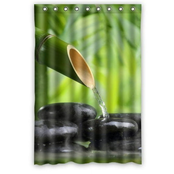 Libin Still Life With Bamboo Fountain And Zen Stone Shower Curtain Polyester Fabric Bathroom Decorative Curtain Size 48x72 Inches