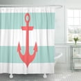 thumbnail image 1 of Libin Striped Mint and Nautical Stripes Anchor Modern Pattern Preppy Shower Curtain 60x72 inch, 1 of 3