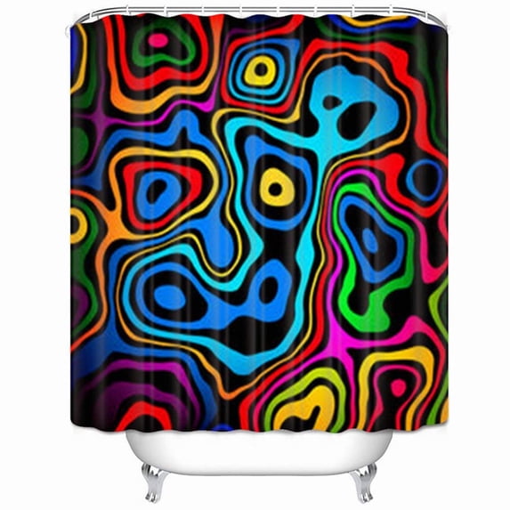 Libin Striped Varicolored Zebra Print Textures Graphics Rainbow Shower Curtain 66x72 Inches