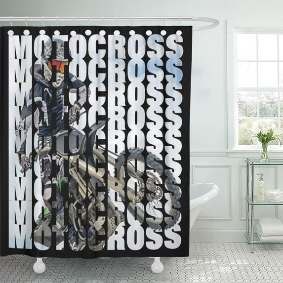 Libin Supercross Motocross Sports Dirt Biker Motorcycle Dirtbike Motoecross Bike Shower Curtain 66x72 inch