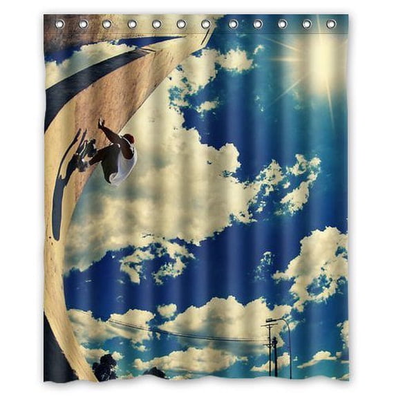 Libin Surf Skateboard Shower Curtain Polyester Fabric Bathroom Decorative Curtain Size 60x72 Inches
