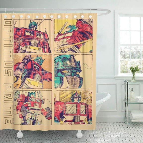 Libin The Transformers Optimus Prime Comic Last Knight Retro Cartoon Shower Curtain 66x72 inch