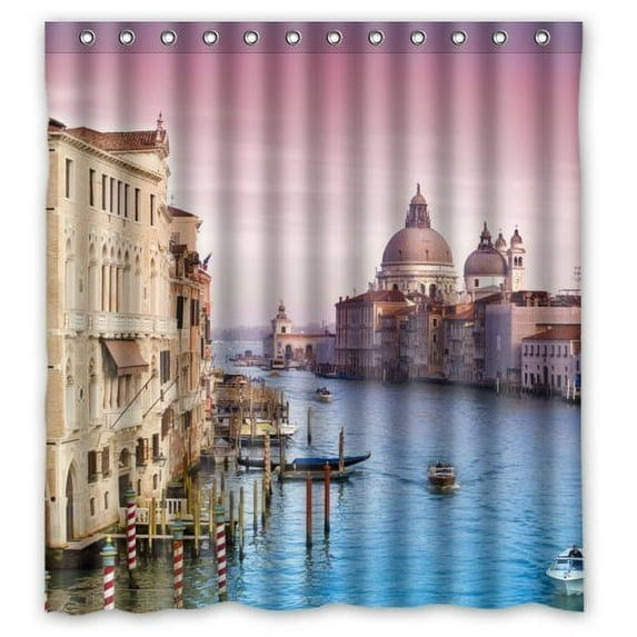 Libin The Water City Venice Shower Curtain Polyester Fabric Bathroom Decorative Curtain Size 66x72 Inches