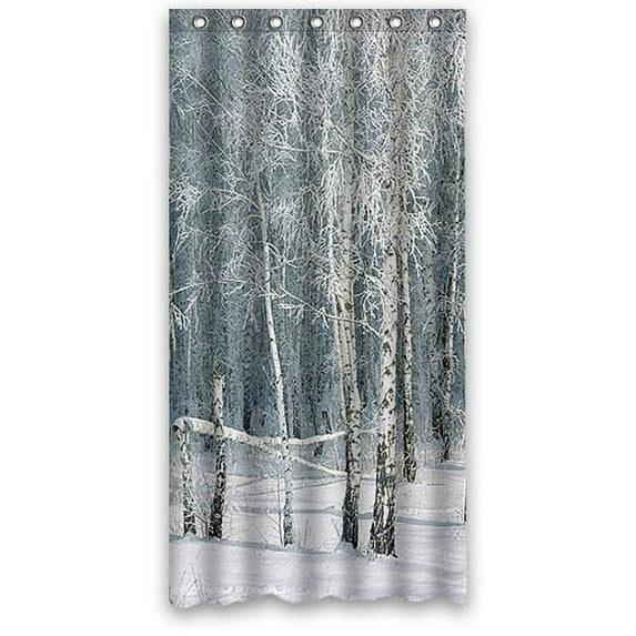 Libin The Woods Leaves Birch Dense Vegetation Shower Curtain Polyester Fabric Bathroom Decorative Curtain Size 36x72 Inches