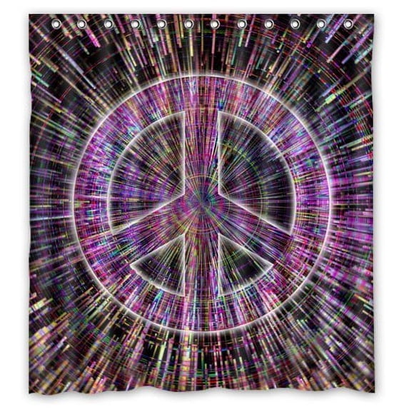 Libin Tie Dye Trippy Peace Sign Galaxy Shower Curtain Polyester Fabric Bathroom Decorative Curtain Size 66x72 Inches
