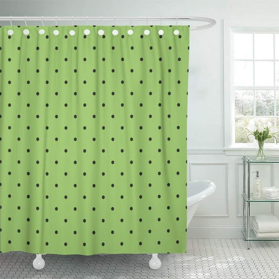 Libin Tile Spring Pattern Black Polka Dots on Fresh Grass Shower Curtain 60x72 inch