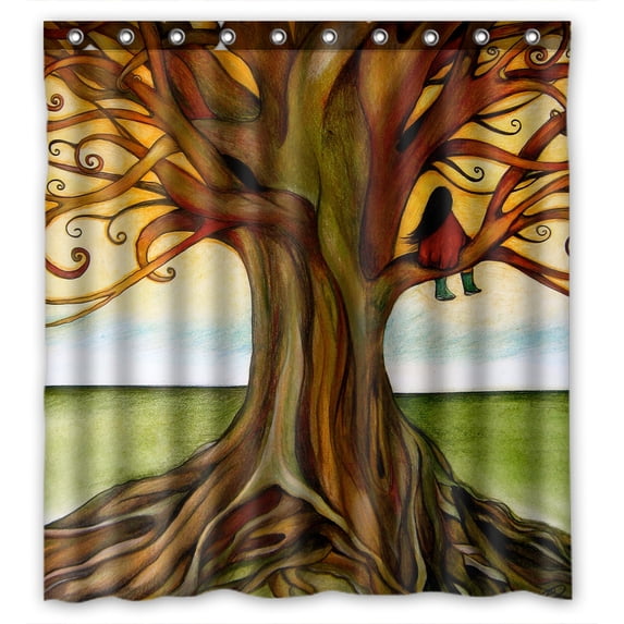 Libin Tree Art Waterproof Shower Curtain Bathroom Decor Sets with Hooks 66x72 Inches