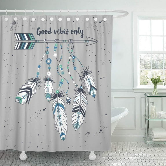 Libin Tribal Ethnic Arrows and Feathers American Motifs Boho Shower Curtain 66x72 inch