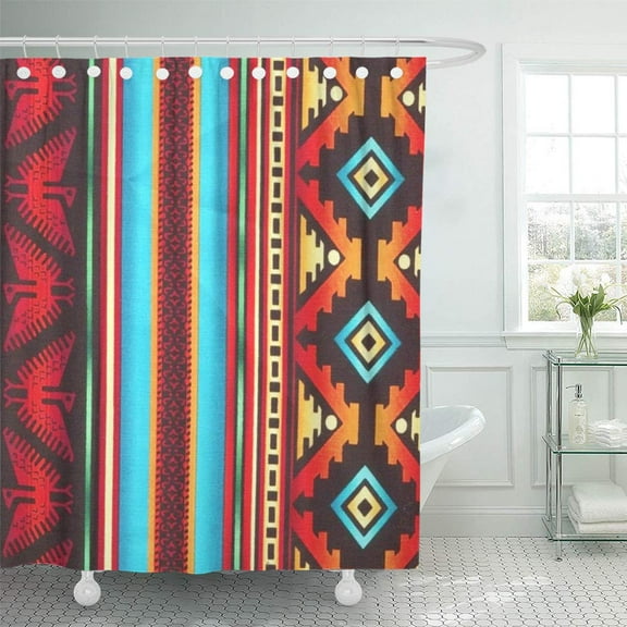 Libin Tribal Inspired Brown Hue Western South Southwestern Shower Curtain 60x72 inch
