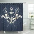 thumbnail image 1 of Libin Trident Anchor and Ribbon Vintage Nautical Emblem Anchored Shower Curtain 66x72 inch, 1 of 3