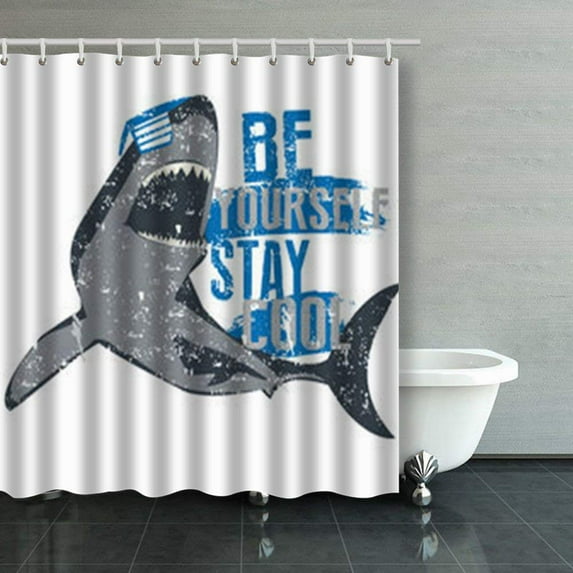 Libin Typography Graphic Print Bright Words Be Ocean Word Shower Curtains Bathroom Curtain 66x72 Inch