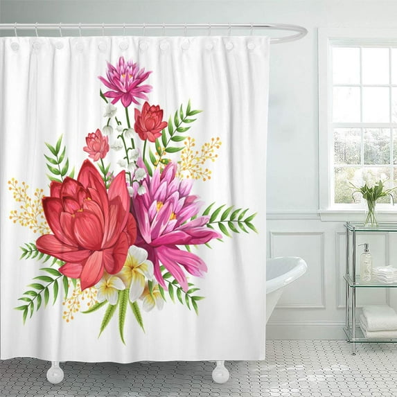 Libin Vector Design of Colorful Vintage Flower Bouquet for Invitation and Shower Curtain 60x72 inch