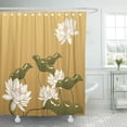 thumbnail image 1 of Libin Vector Painting Lotus Flower Blossom Pattern Ancient Arts Brush Shower Curtain 60x72 inch, 1 of 3
