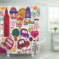 thumbnail image 1 of Libin Vector Set of London Symbols and Hand Lettering Main Place Shower Curtain 66x72 inch, 1 of 3