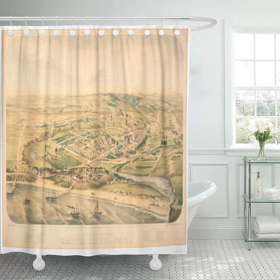 Libin Views Santa Cruz Ca Panoramic Map California Towns Bancroft Shower Curtain 60x72 inch