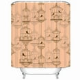 thumbnail image 1 of Libin Vintage Birds Birdcages Textures Bird Cage Pattern Shower Curtain 66x72 Inches, 1 of 3