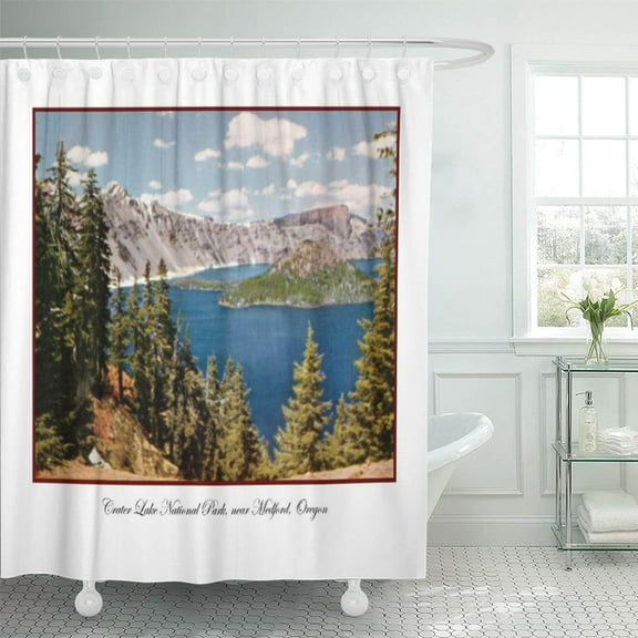 Libin Vintage Crater Lake Oregon 1930S Stream River Shower Curtain 60x72 inch