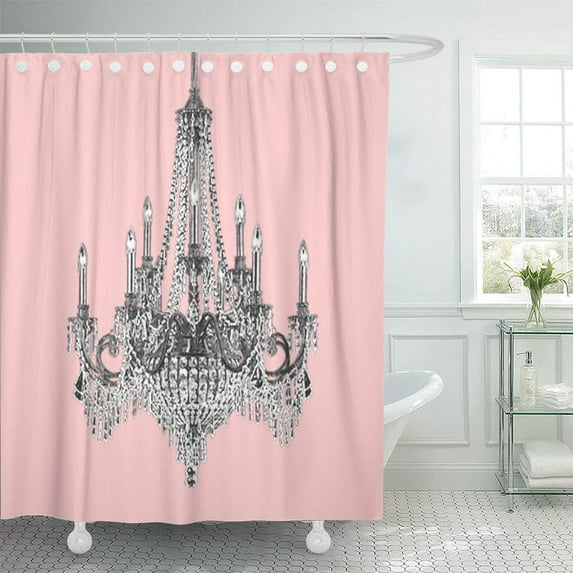 Libin Wall Pink Chandelier Portraits Vintage Shower Curtain 60x72 inch